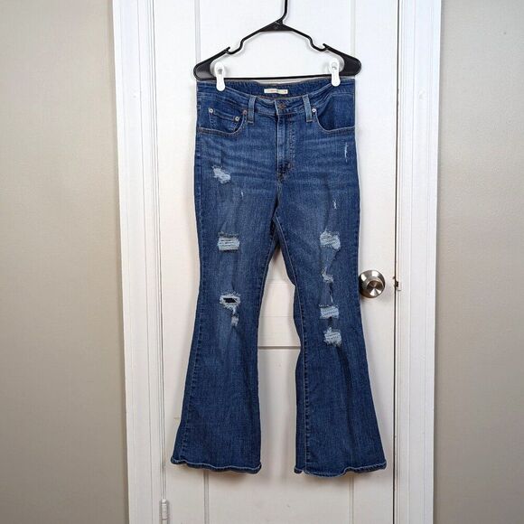 Levi's | Women’s Distressed 726 Flare Medium Wash Jeans Size 31 - Picture 1 of 6